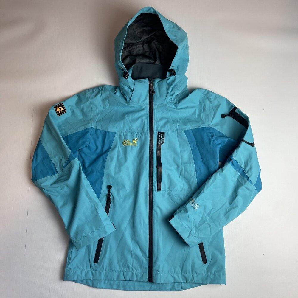 Jack Wolfskin Light Blue and Teal Waterproof Hooded Jacket